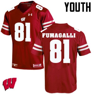 Youth Wisconsin Badgers NCAA #81 Troy Fumagalli Red Authentic Under Armour Stitched College Football Jersey PM31U47RQ